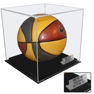 Vitrina Base Doble Acrílico Negro Ranura Sencilla Basketball con Placa Levantada
