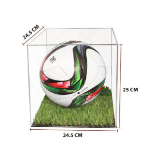 Vitrina Balon Futbol Base con Césped Artificial