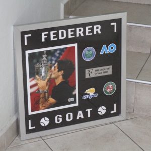 Ilustracion Enmarcada Autografiada Roger Federer Certificado Beckett